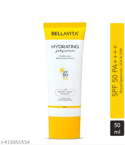 Bella Vita Sunscreen SPF 50 PA++++ Sun Block Water Sunscreen for Men and Women with Aloe Vera, Glycerin and Vitamin E 50 ml